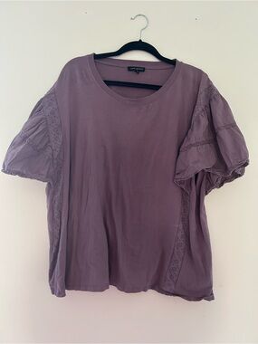 Lane Bryant Mauve Puff Sleeve Tee